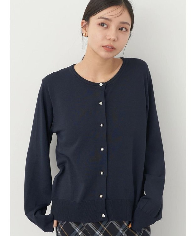 earth music&ecology いろいろ釦クルーネックカーディガン Navy