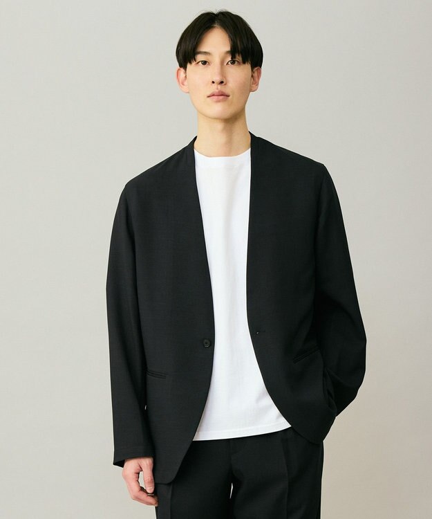 UNFILO MENS ウーリーノ ノーカラージャケット ネイビー