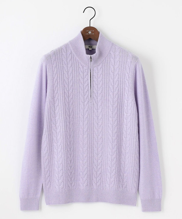 JOSEPH ABBOUD 【キングサイズ・暖か/軽量】カシミヤブレンド ハーフジップ ニット ライラック系