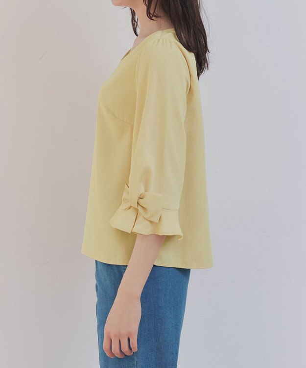 Tiaclasse 【洗える】リボンフレアスリーブブラウス イエロー