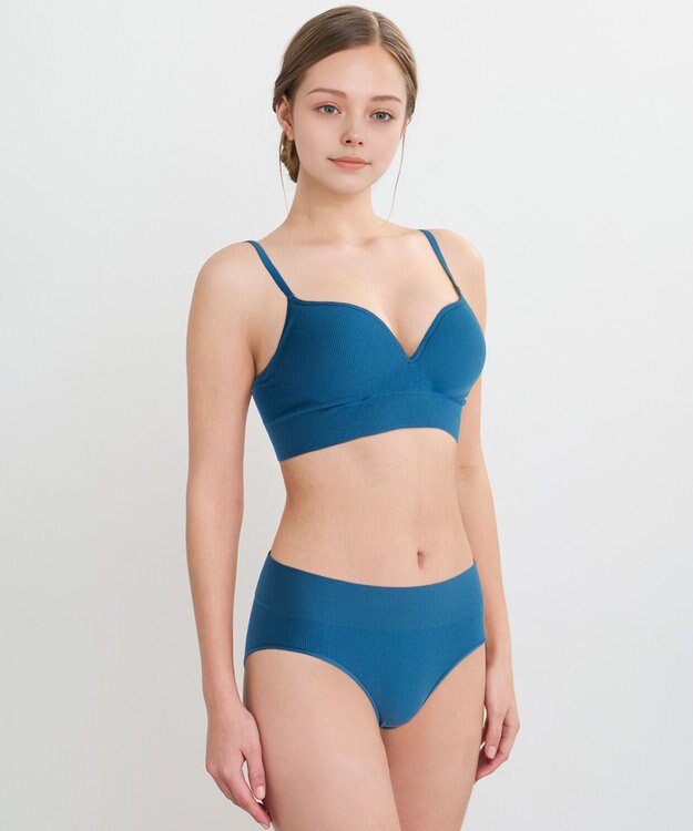 WACOAL ノンワイヤーブラ 【GOCOCi ゴコチ】 ぴったりフィット アンダー部分のズレを軽減 洗濯機洗い可能(ネット使用) ブラトップ レディース ハーフトップ CGG255 /ワコール ブルー