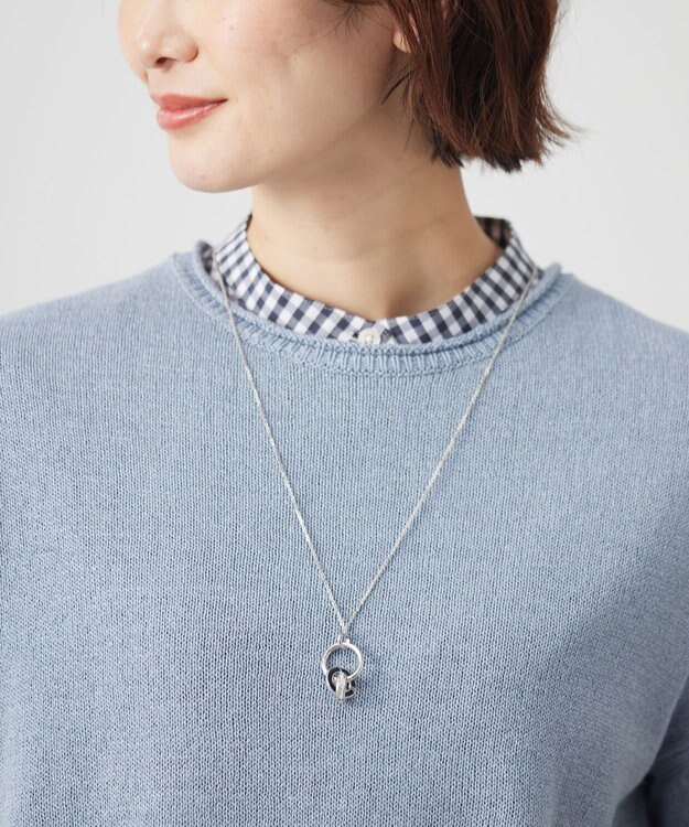J.PRESS LADIES 【リバーシブル】エポリング ネックレス ネイビー×ライトグレー系