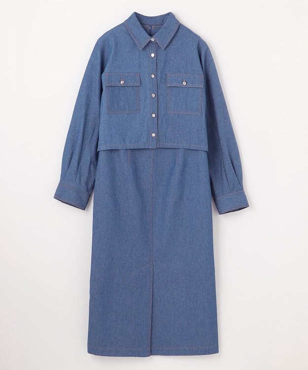 GRACE CONTINENTAL セットデニムワンピース サックス