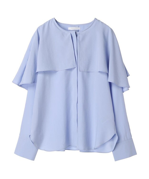 Green Parks ケープ風ブラウス Sax