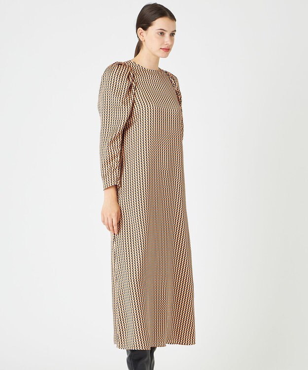 BEIGE， MABILLON / マトンスリーブドレス Peach x Ecru