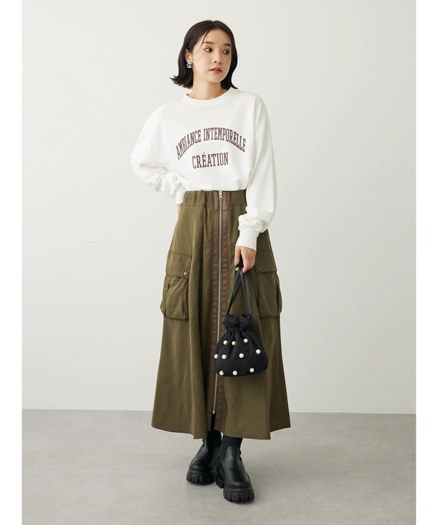 Green Parks アソートロゴ裏毛プルオーバー Off White