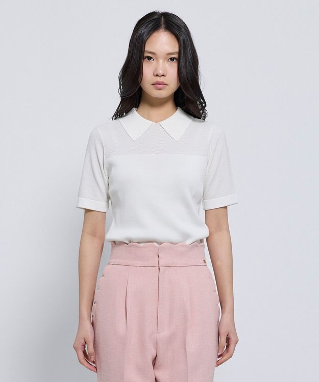 TOCCA HONEYCOMB MESH KNIT ニットトップス アイボリー系