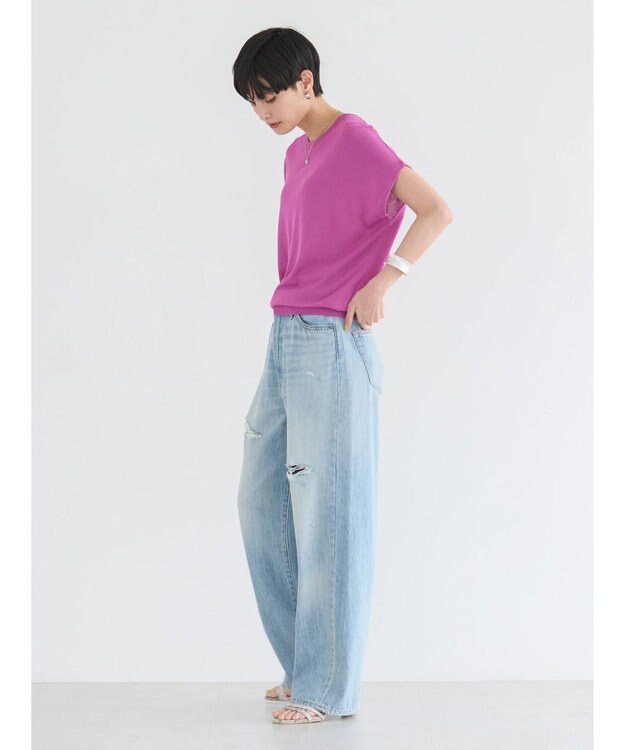 AMERICAN HOLIC 接触冷感フレンチスリーブニットプルオーバー Pink