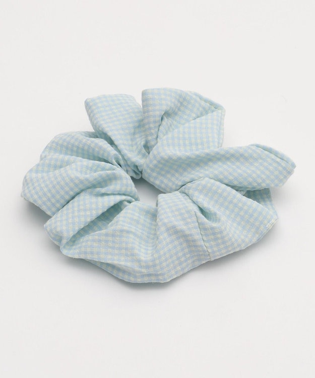 WEGO Lギンガムチェックシュシュ サックス