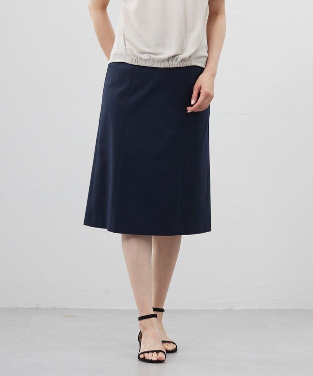 J.PRESS LADIES 【セットアップ対応・洗える・撥水】コットンFITTY スカート ネイビー系