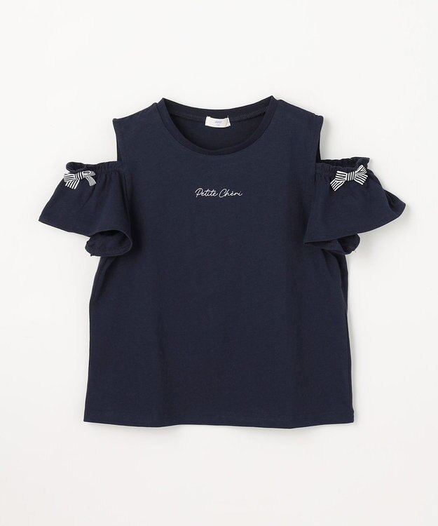 ANY KIDS 【綿100%】オンオフショルダー Tシャツ ネイビー