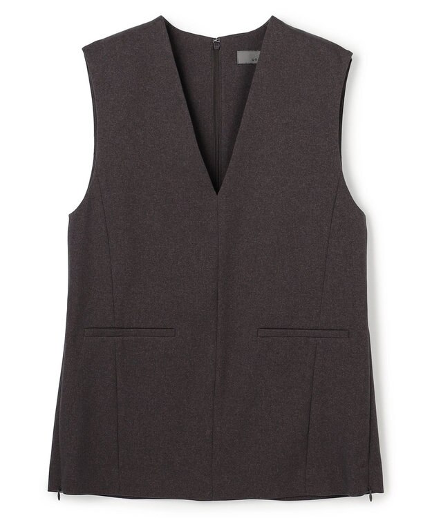 uncrave ウォッシャブルウールライクツイル ジレ 【WEB限定】グレーブラウン