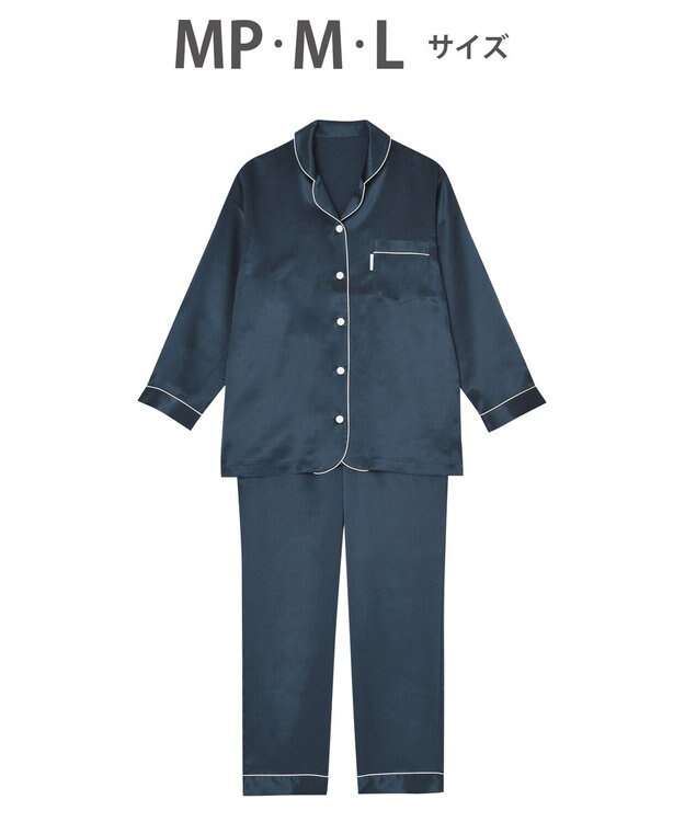 ワコール／睡眠科学 【パジャマ】　長袖・長ズボン　シルクサテン　吸放湿性　睡眠科学／ワコール　YDX582 コン