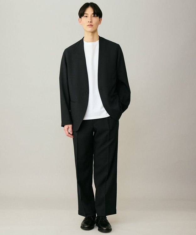 UNFILO MENS ウーリーノ ノーカラージャケット ネイビー