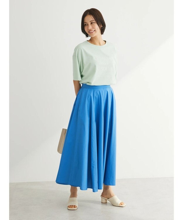 Green Parks インド綿 ボリュームポプリンスカート Blue