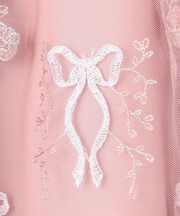 ANY KIDS バレエ刺繍チュールワンピース ホワイト×ピンク