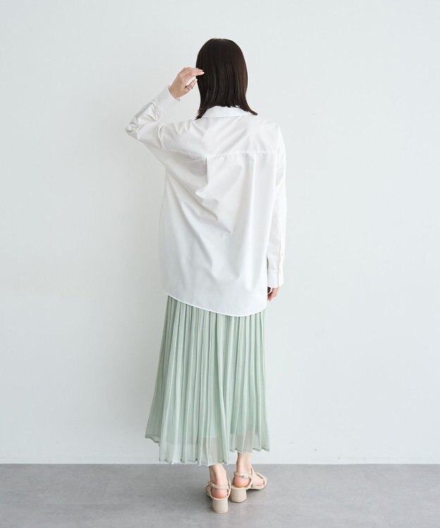 YECCA VECCA レースヘムロングシャツ Stripe