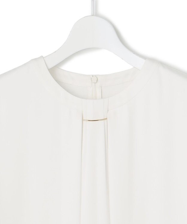 23区 【洗える】シルキーデシン タックデザイン カットソー ホワイト系