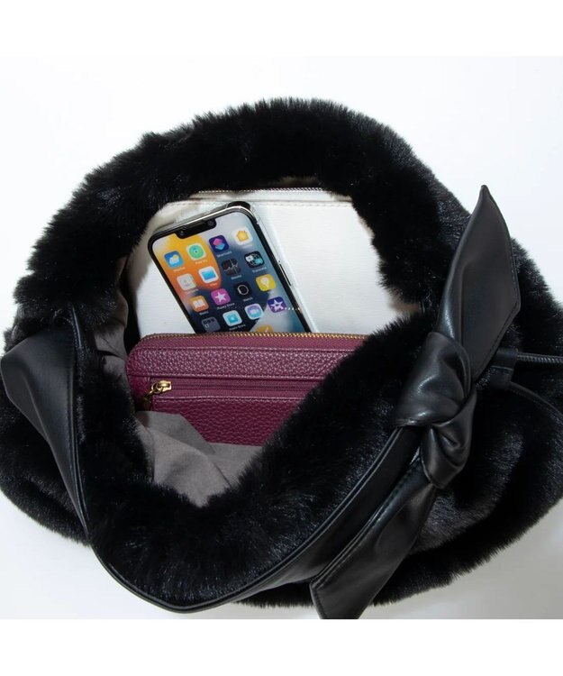 UNBILLION cachecache リボンハンドルエコファードロストバッグ ブラック