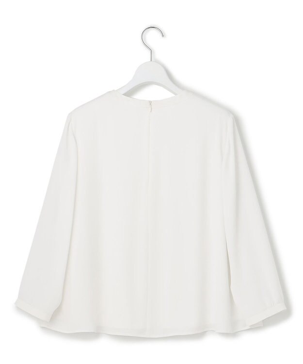 23区 【洗える】シルキーデシン タックデザイン カットソー ホワイト系