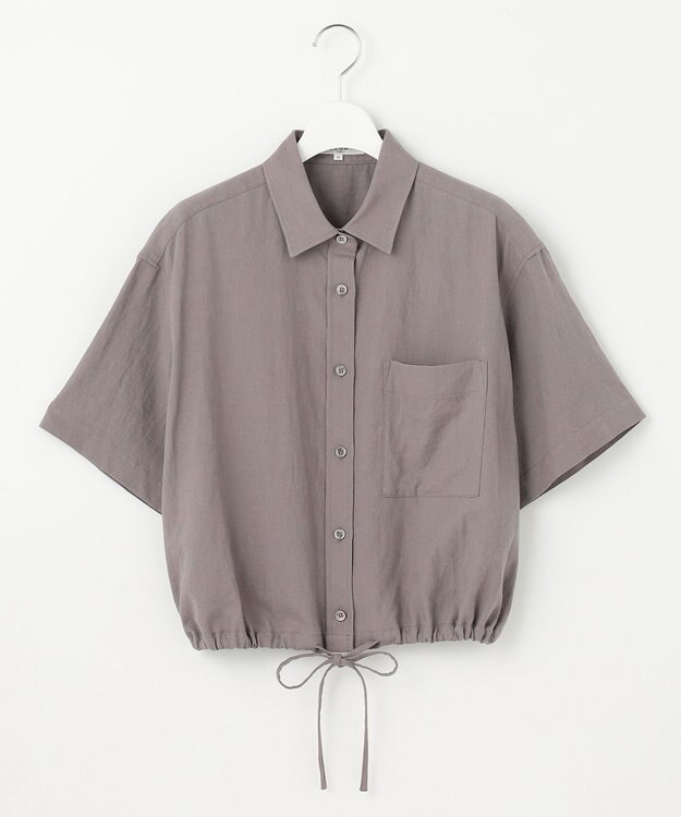 23区 S 【SLOW/一部店舗限定】ブライトリネン クロップド シャツ ライトグレー系