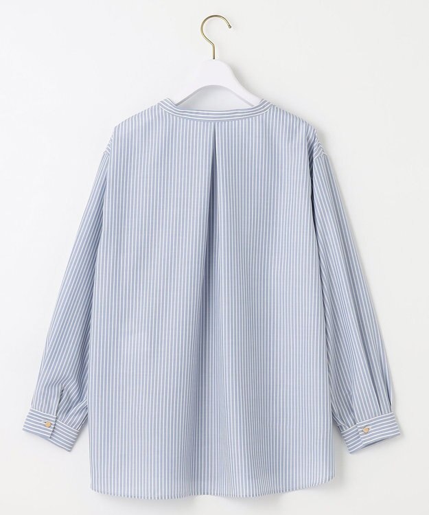ANY SIS 【AIコラボ】スタンドカラースキッパー ブラウス ライトブルーストライプ