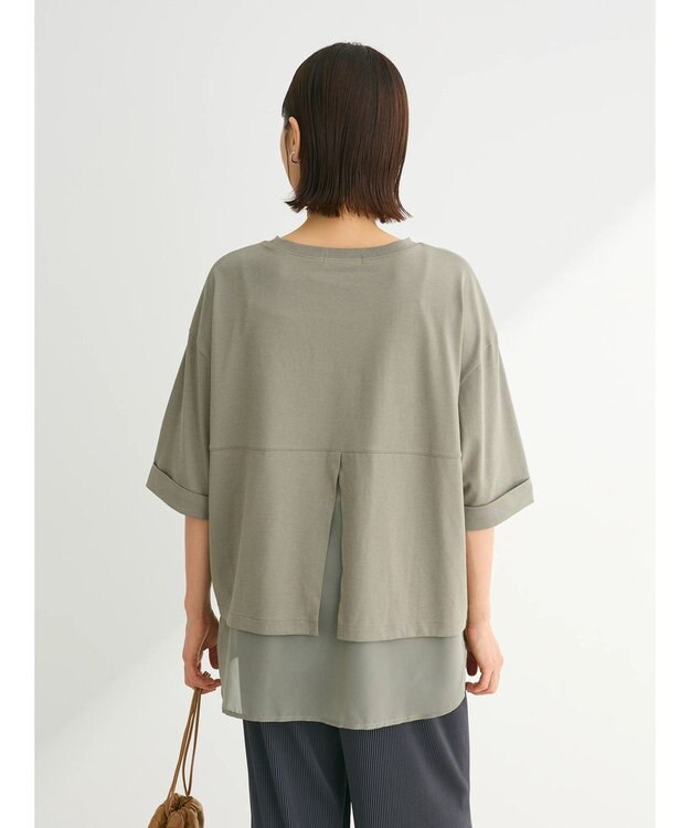 Green Parks ５分袖裾シアードッキングチュニック Khaki