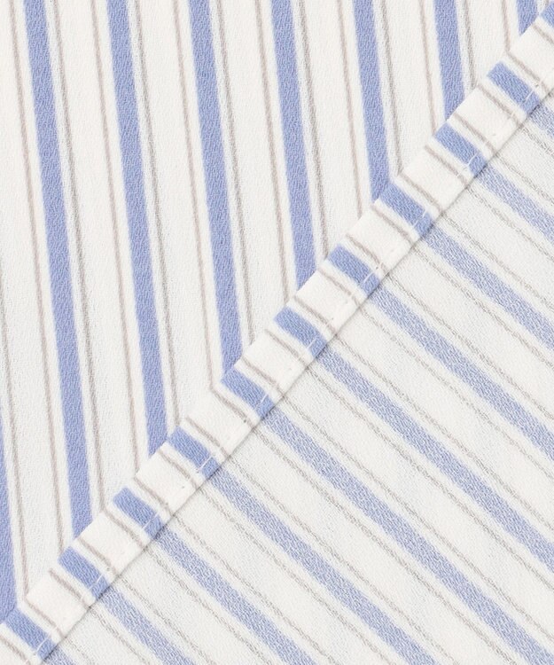 ANY SIS 【洗える】フリルネックスタンド ブラウス ブルーストライプ