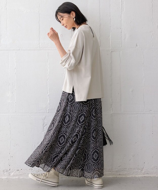 23区 L 【洗える】ライトコットンテリー ロゴ カットソー ベージュ系