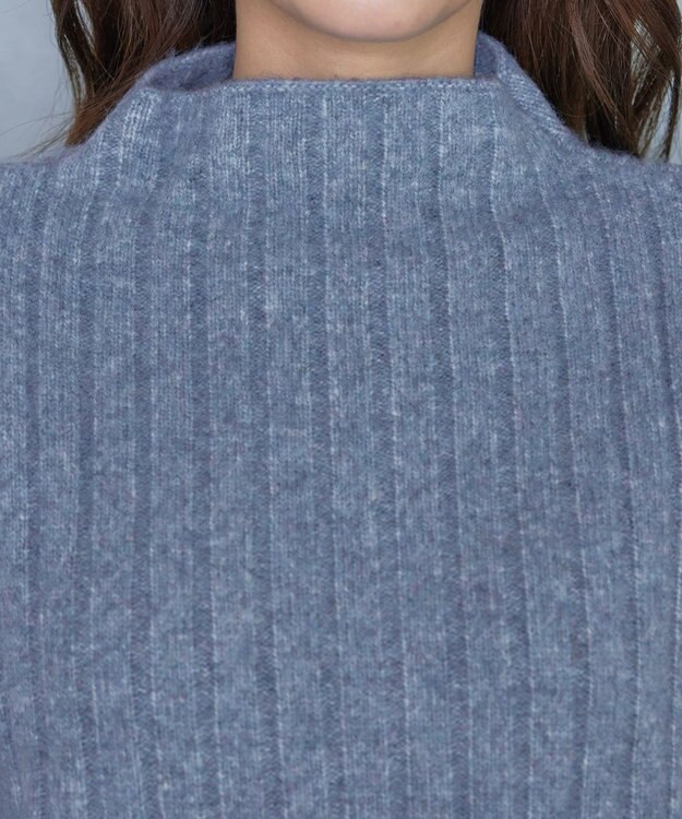 Tiaclasse L 【洗える】袖ボタンメランジニットチュニック ブルー