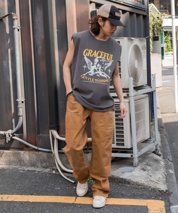 WEGO 【ユニセックス着用ITEM/MLサイズ展開】ヴィンテージライクグラフィックノースリーブ 柄6