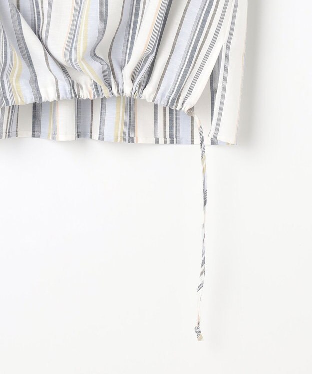 J.PRESS LADIES リネンMIX ストライプ スッキパー ブラウス ブルーマルチ系