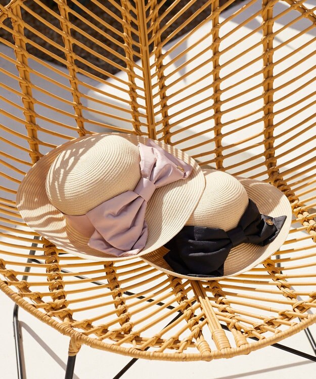 Maison de FLEUR サテンビッグリボンハット Black