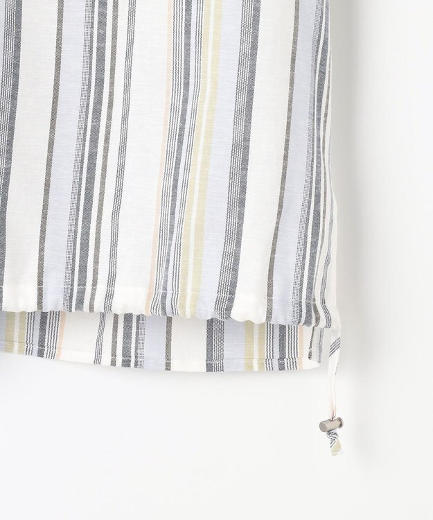 J.PRESS LADIES リネンMIX ストライプ スッキパー ブラウス ブルーマルチ系