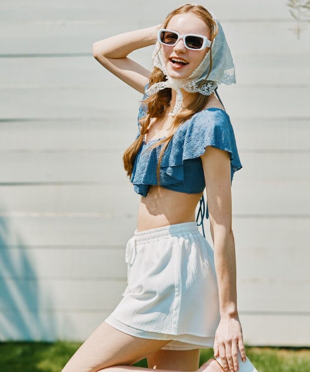 San-ai Resort（三愛水着楽園） 楊柳　ショートパンツ　M・L　【San-ai Resort（サンアイリゾート）】 ホワイト