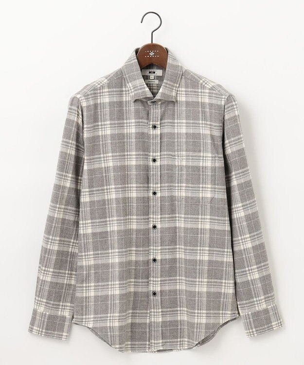 JOSEPH ABBOUD 【オーガニックコットン】ビッグチェック フランネルシャツ ライトグレー系4