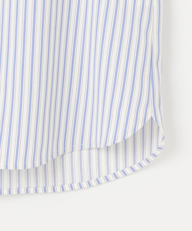 ANY SIS 【洗える】フリルネックスタンド ブラウス ブルーストライプ