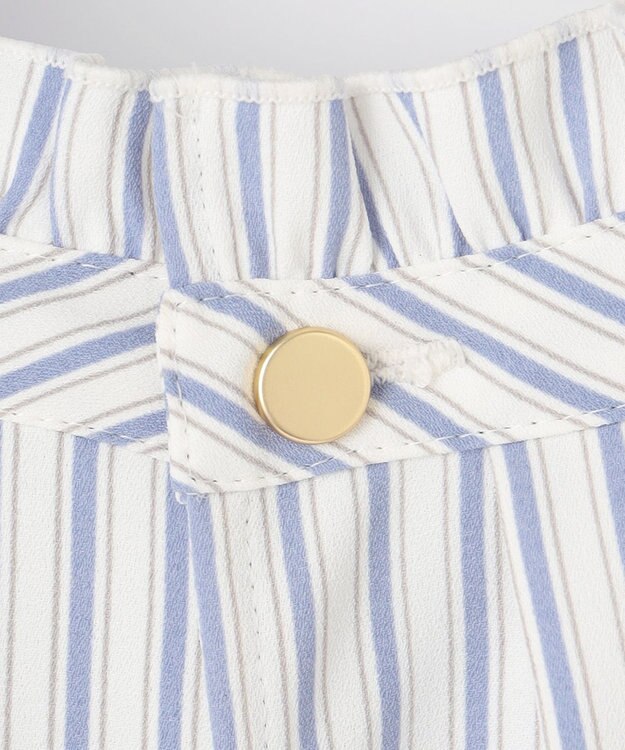 ANY SIS S 【洗える】フリルネックスタンド ブラウス ブルーストライプ