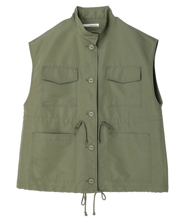 Green Parks ・ＥＬＥＮＣＡＲＥ　ＤＵＥスタンドカラーミリタリーベスト Khaki