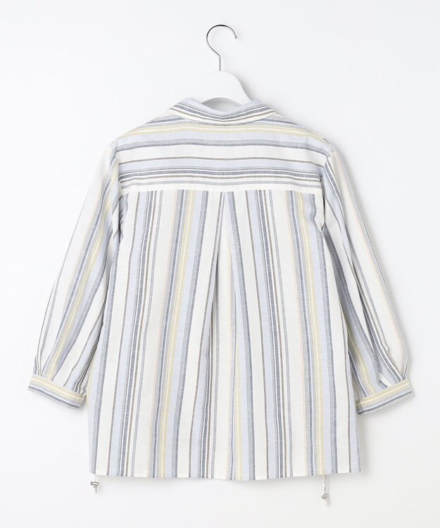 J.PRESS LADIES リネンMIX ストライプ スッキパー ブラウス ブルーマルチ系