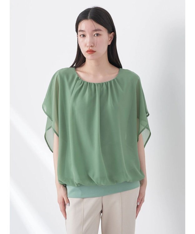 earth music&ecology シアードッキングドルマンブラウス Light Green