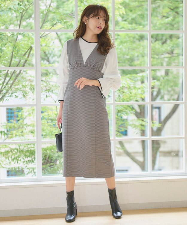 Feroux 【洗える】美シルエット ジャンパースカート チェック柄