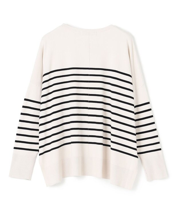 UNFILO 【洗える/抗菌防臭】マイビューティー クロップド丈ニット アイボリー×ブラック