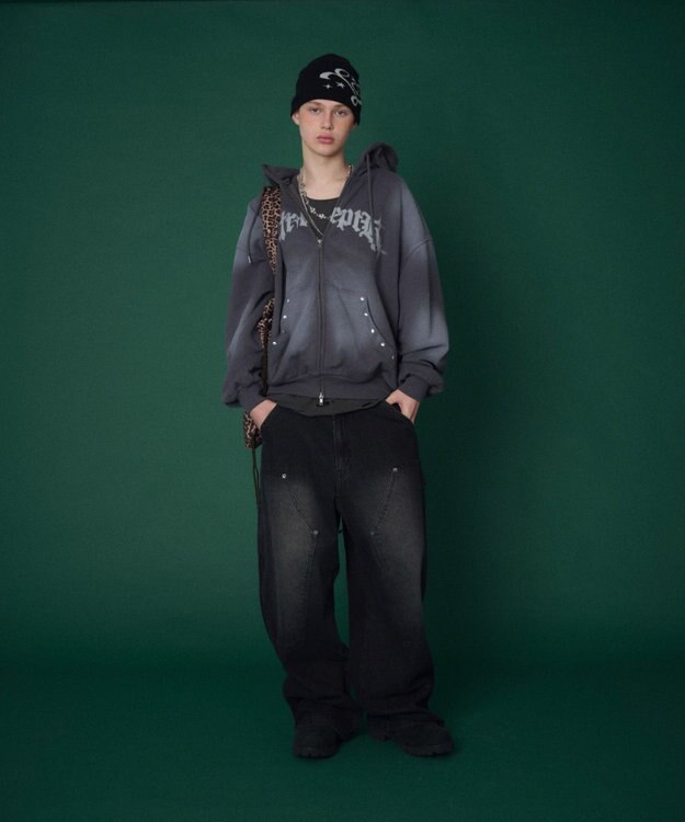 WEGO 【ユニセックス着用ITEM】グラフィックZIPパーカー スミクロ