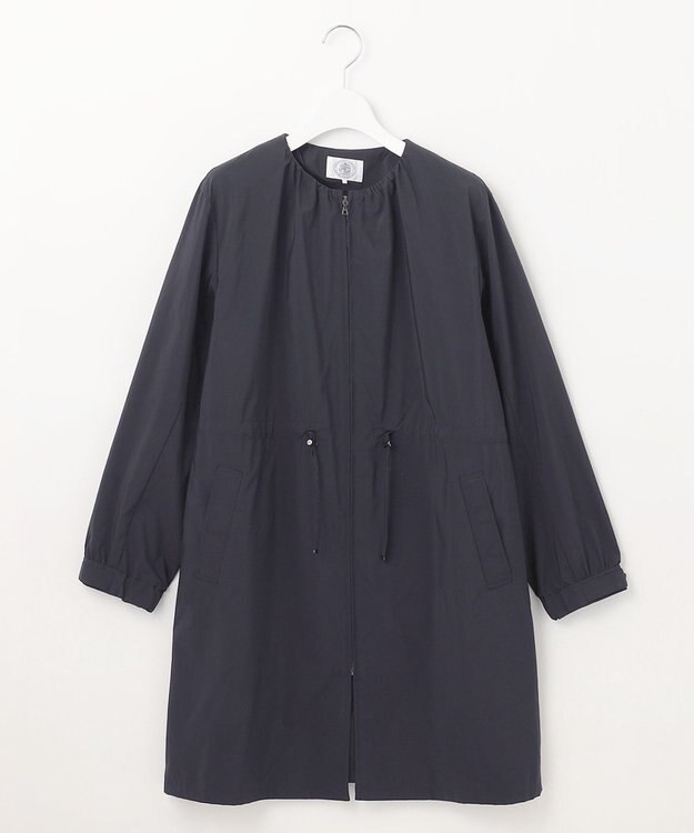 J.PRESS LADIES L 【洗える・撥水】マイクロタフタ ノーカラー ロング コート ネイビー系