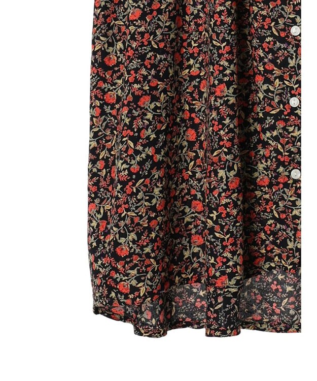 Green Parks アソート柄さらっとレーヨンブラウス Flower Black