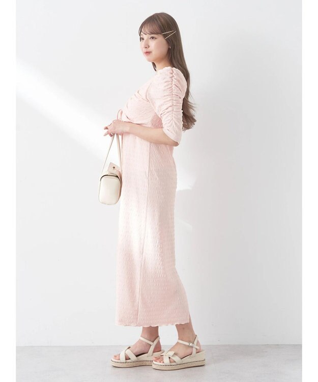 earth music&ecology やわらかカットソーレイヤード見えワンピース Pink