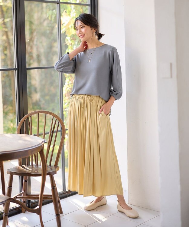 ANY L 【ウエストゴム】リラックススカーチョ イエロー