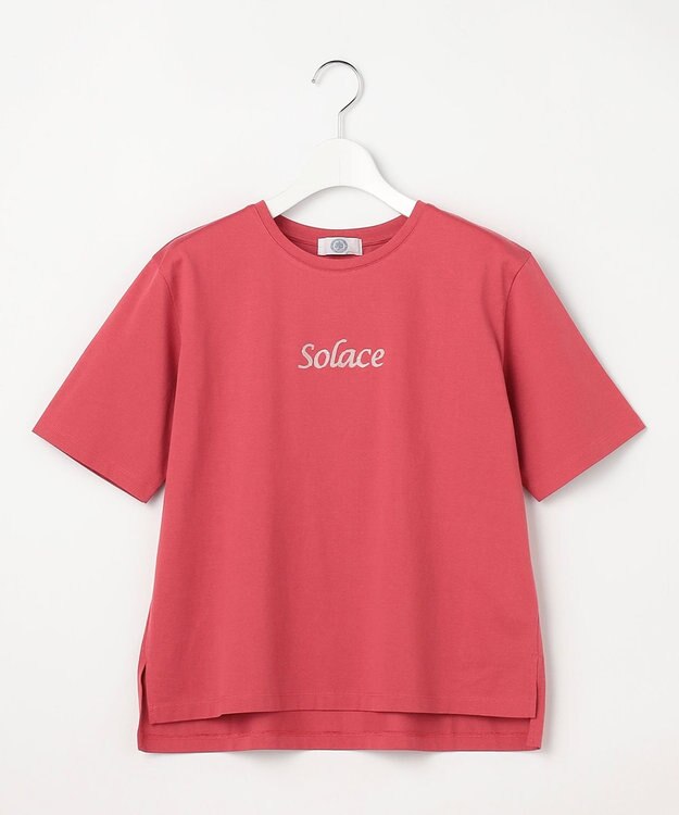 J.PRESS LADIES S 刺繍ロゴ Tシャツ ルビーレッド系