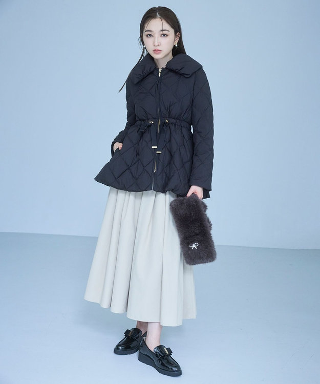 TOCCA 【百田夏菜子さん着用】【ブローチ取り外し可】BIJOUX RIBBON FURTIPPET ティペット ライトグレー系